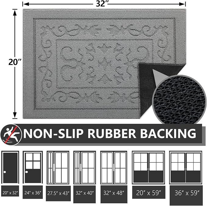 FONEYI Indoor Door Mat 20" x 32", Dirt Trapper Door Mats Non-Slip Entryway Rugs - Image 2
