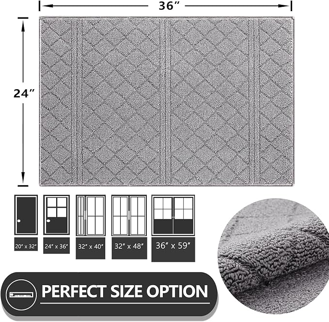 REFETONE Indoor Doormat, Front Back Door Mat 24"x36" Absorbent Rubber Backing - Image 2