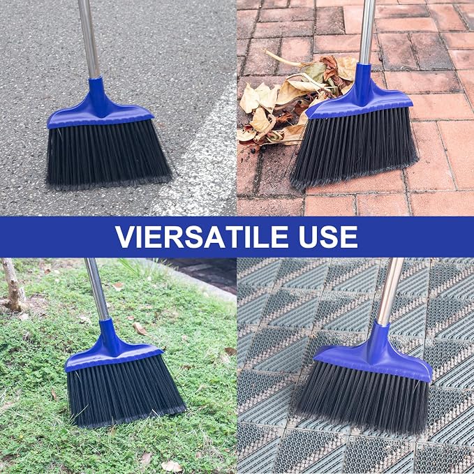 Kefanta 2 Pack Heavy Duty Broom Indoor/Outdoor Commercial Brooms Angle Broom 53 - Image 2