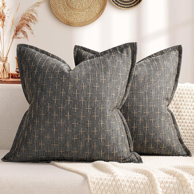 ZWJD Pillow Covers 18x18 Set of 2 Soft Polyester Textured Pillow Covers by ZWJD