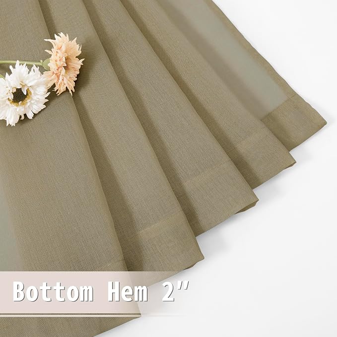 Tollpiz Short Sheer Door Curtain Closet Linen Textured Curtain Sheers Doorway - Image 7