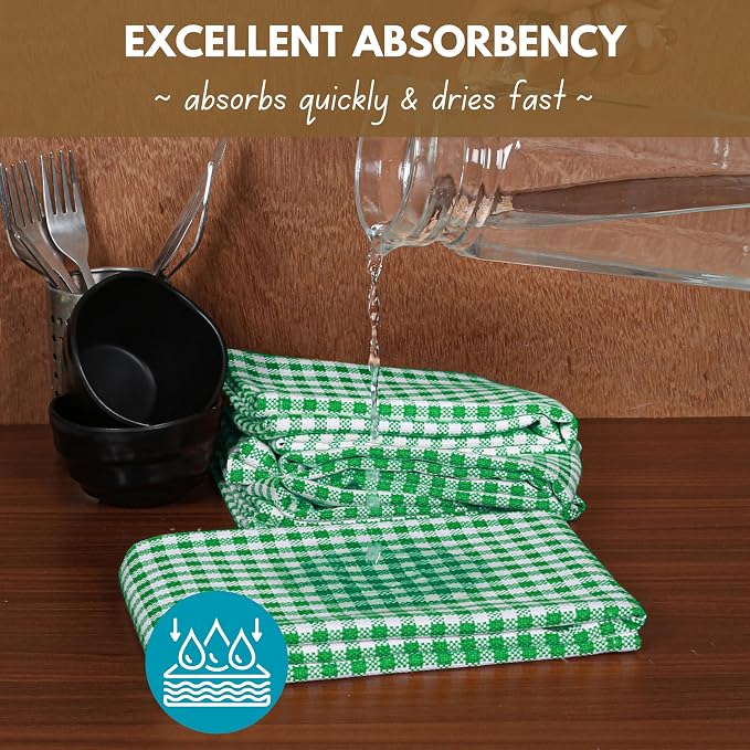 Native Fab Kitchen Dish Towels 16x26 inches Set of 4 Gingham Mini Check- 100% - Image 4