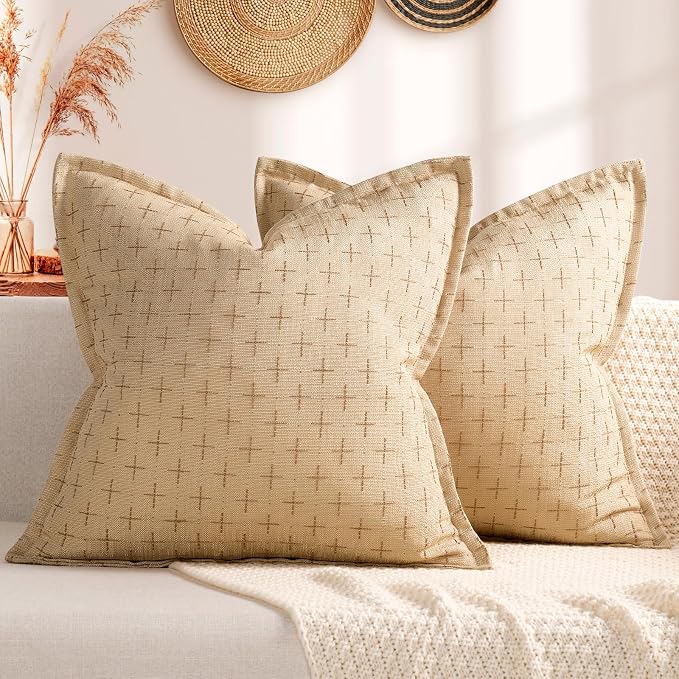 ZWJD Pillow Covers 22x22 Set of 2 Soft Polyester Textured Pillow Covers by ZWJD
