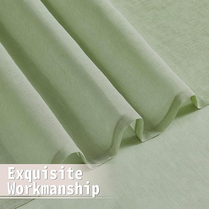 Tollpiz Short Sheer Door Curtain Closet Linen Textured Curtain Sheers Doorway - Image 8