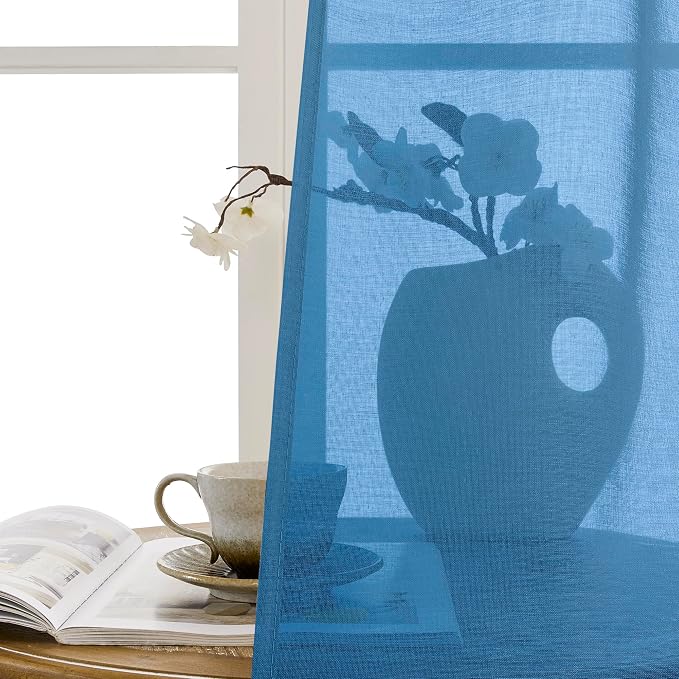 Tollpiz Short Sheer Door Curtains Closet Linen Textured Curtains Sheer Doorway - Image 9