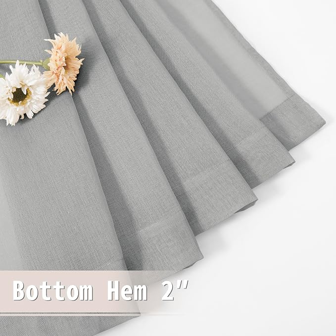 Tollpiz Sheer Door Curtains Closet Linen Textured Curtain Sheers Doorway Light - Image 7