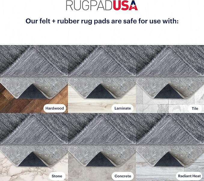RUGPADUSA - Dual Surface - 1'10" x 7'10" - 3/8" Thick - Felt + Rubber - - Image 5