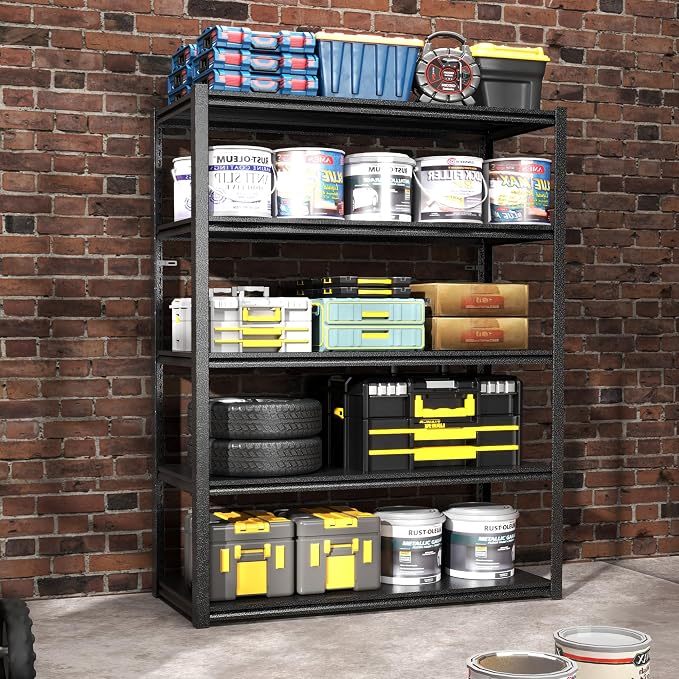 72" H Garage Shelving, Metal Storage Shelves, Adjustable 5 Tier Storage Rack by Unknown