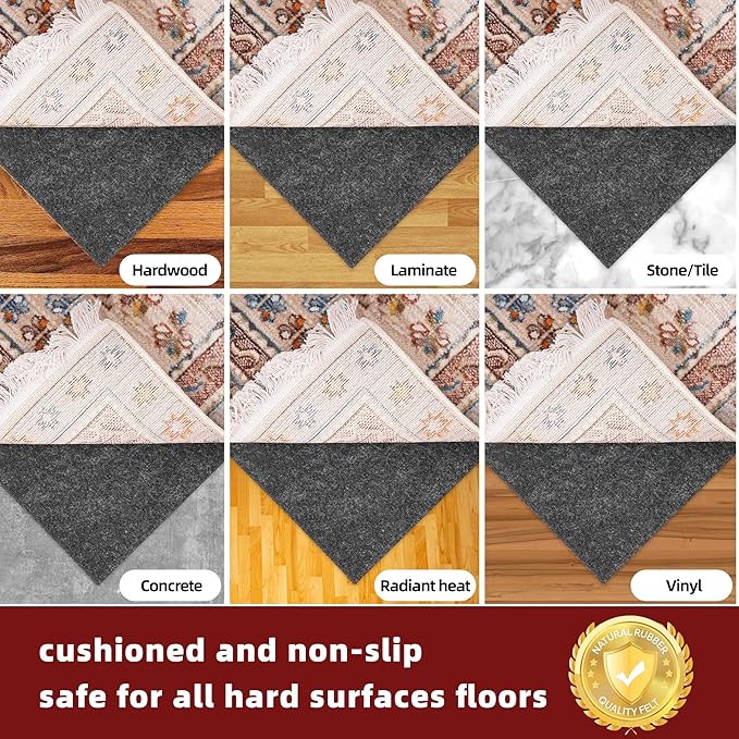 BAGAIL Felt and Natural Rubber Backing Rug Pads 1/4” Thick, 2 x 4 Ft Non Slip - Image 6