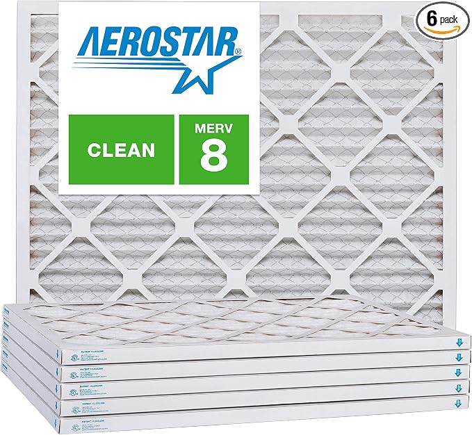 Aerostar 10x24x1 MERV 8, Pleated Air Filter, Box of 6, Made in the USA by AirFiltersDelivered