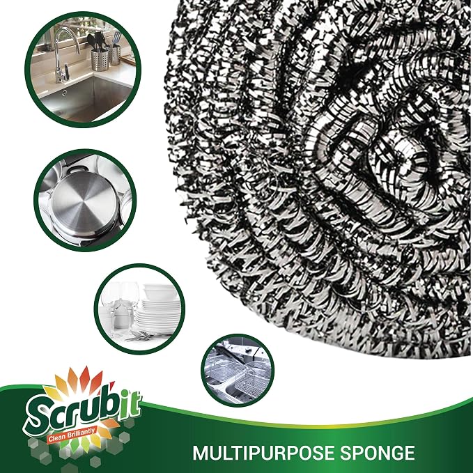 12 Pack Stainless Steel Scourers by Scrub It – Steel Wool Scrubber Pad Used - Image 6