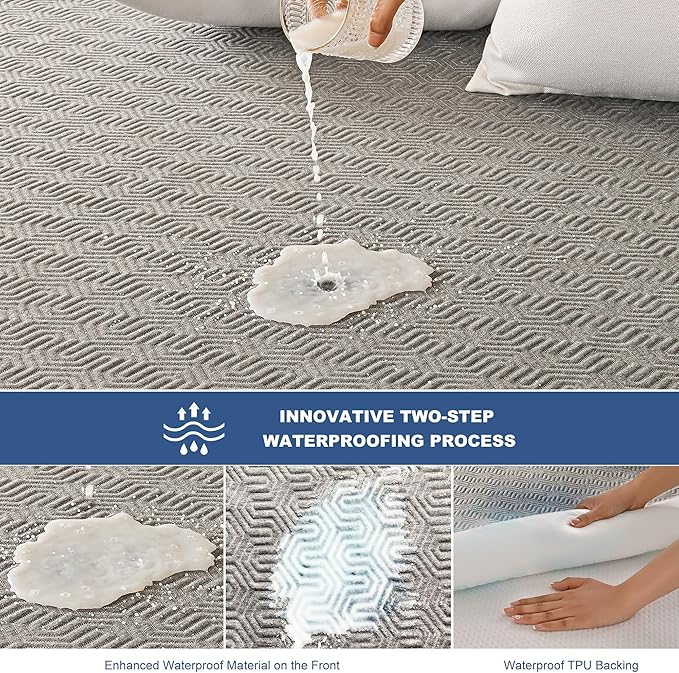 GRT Cal King Mattress Protector Waterproof, Breathable Bamboo Charcoal Fiber - Image 2