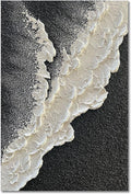 NANKAI Handcrafted Thick Texture Black and White Abstract Canvas Art Ocean Wave by NANKAIOilPaintingArt